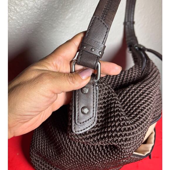 THE SAK SEQUOIA CROCHET HOBO COFFEE LEAF SHOULDER TOTE BAG PURSE MSRP $125 - Picture 7 of 9